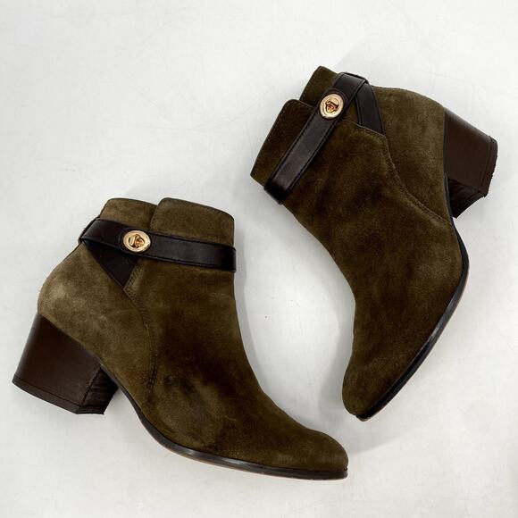 Coach olive green Suede Buckle booties - Picture 3 of 8